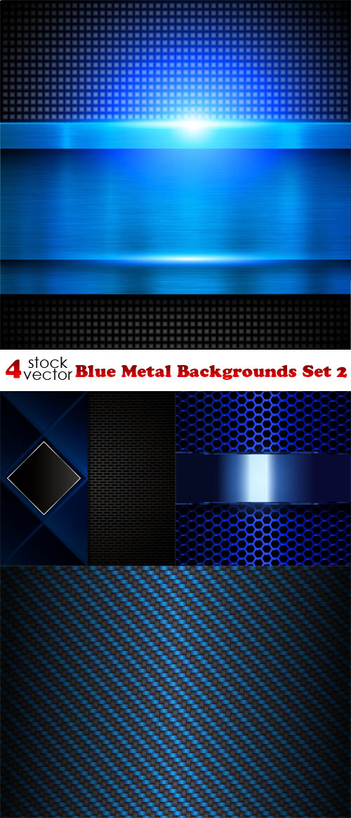 Vectors - Blue Metal Backgrounds Set 2