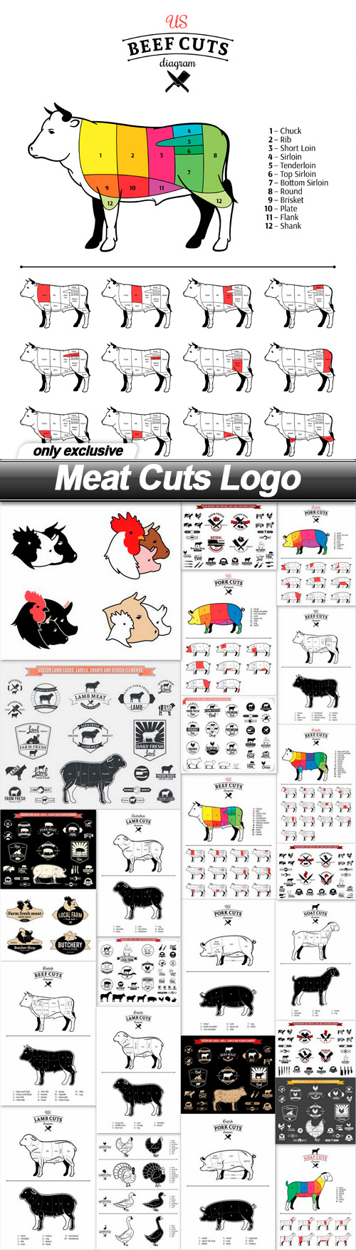 Meat Cuts Logo - 25 EPS