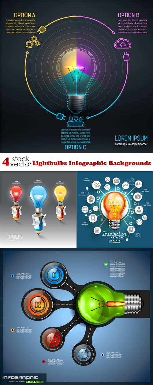 Vectors - Lightbulbs Infographic Backgrounds