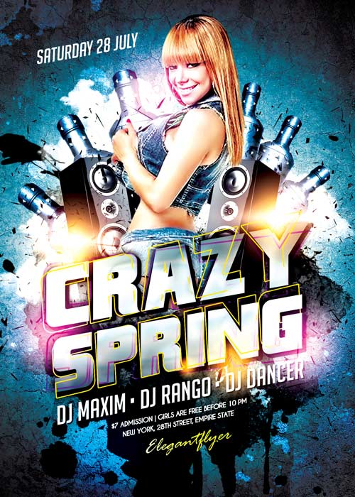 Crazy spring Flyer PSD Template + Facebook Cover