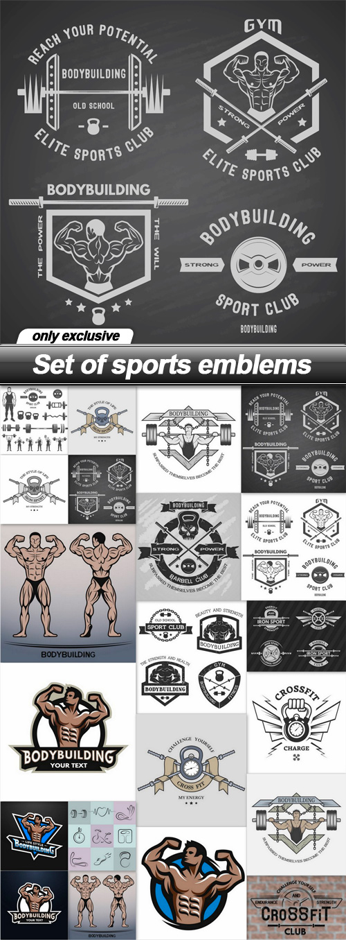 Set of sports emblems - 21 EPS