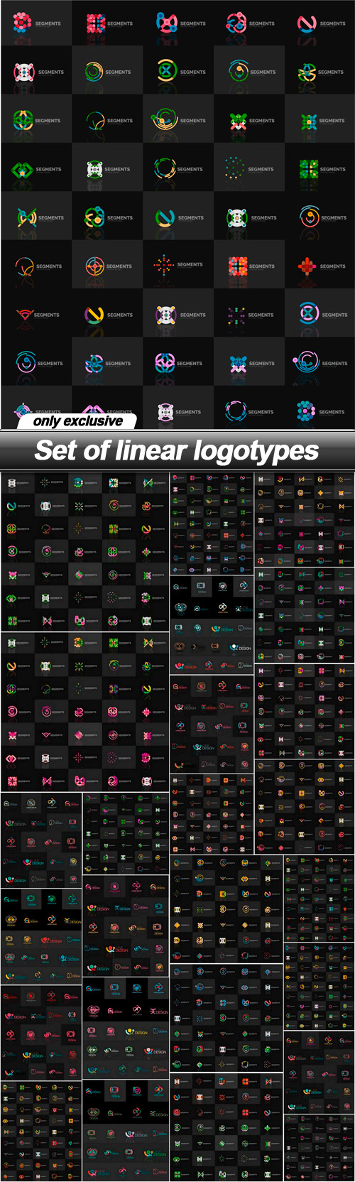 Set of linear logotypes - 25 EPS