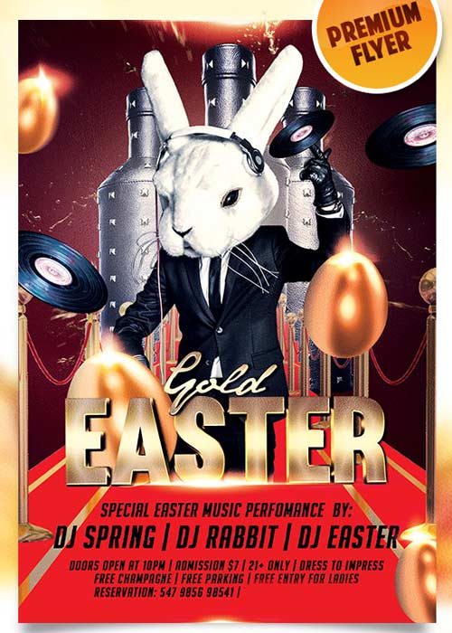 Gold Easter Flyer PSD Template + Facebook Cover