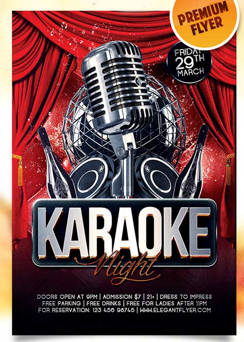 Karaoke Night Flyer PSD Template + Facebook Cover