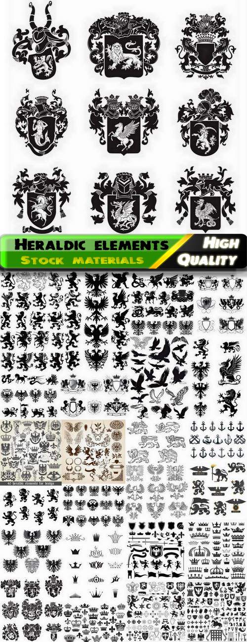 Heraldic silhouettes and calligraphic elements - 25 Eps