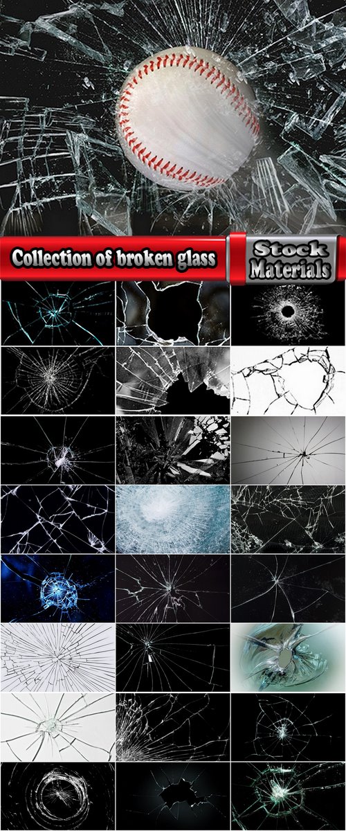 Collection of broken glass crack shard 25 HQ Jpeg