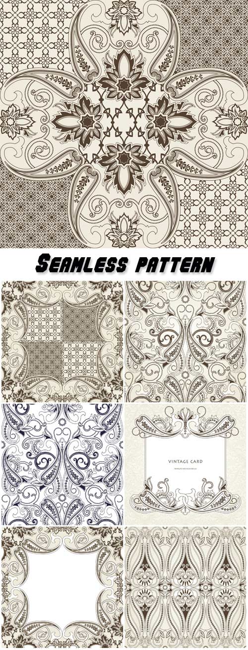 Seamless pattern with paisley, floral background with oriental motifs in pastel colors