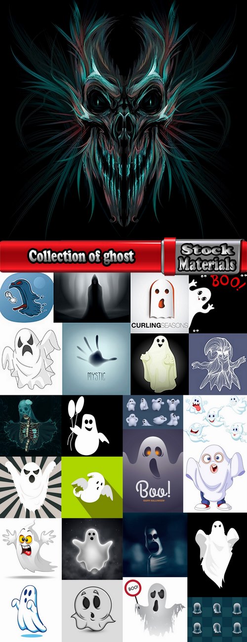 Collection of ghost specter vector image 25 EPS