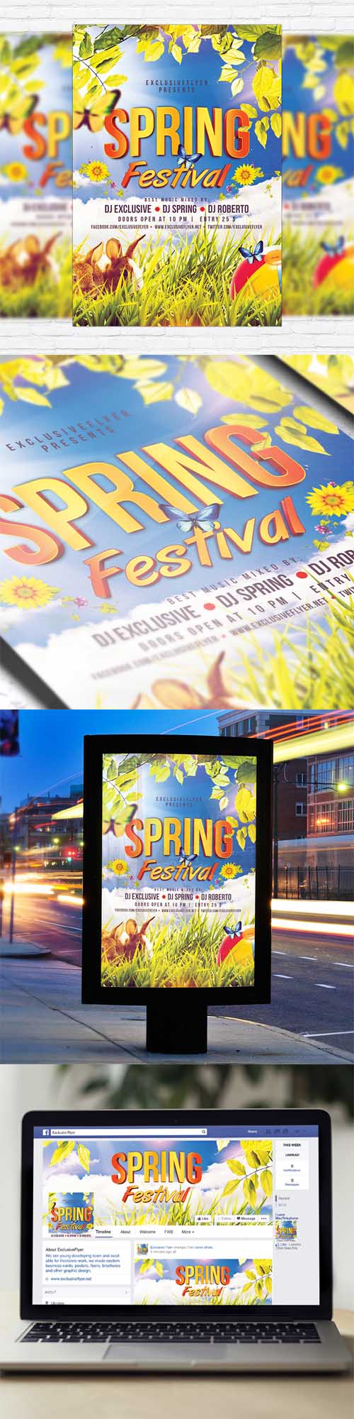 Flyer Template - Spring Festival + Facebook Cover