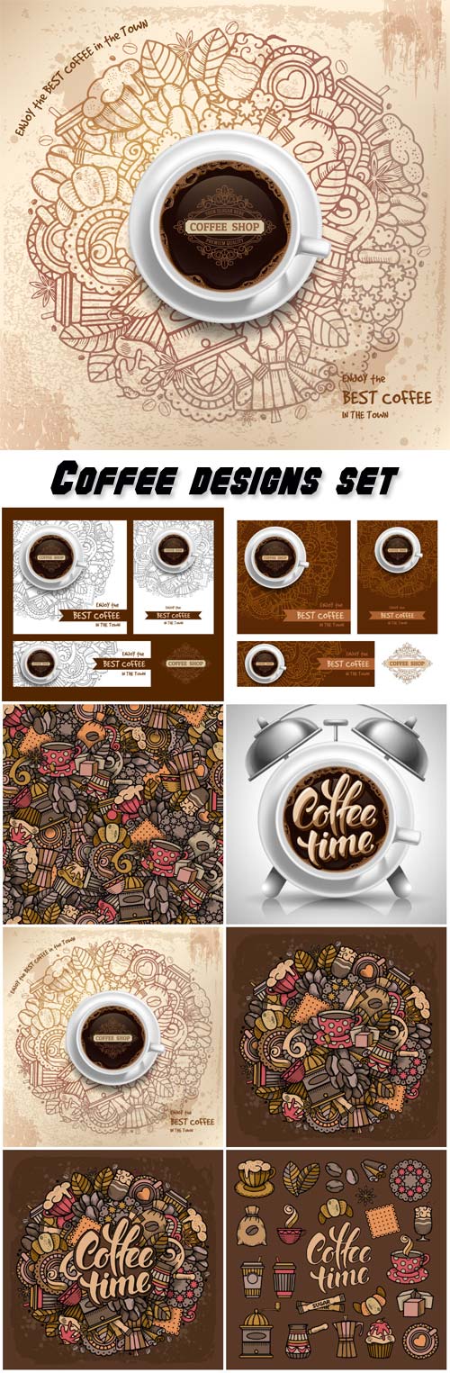 Coffee designs templates set