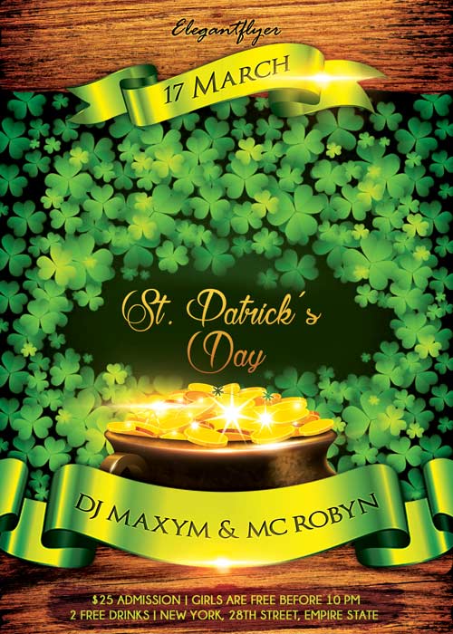 Saint Patricks Day V2  Flyer PSD Template + Facebook Cover