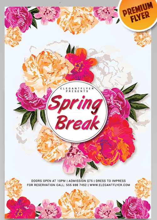 Spring Break Party Flyer V2 PSD Template + Facebook Cover