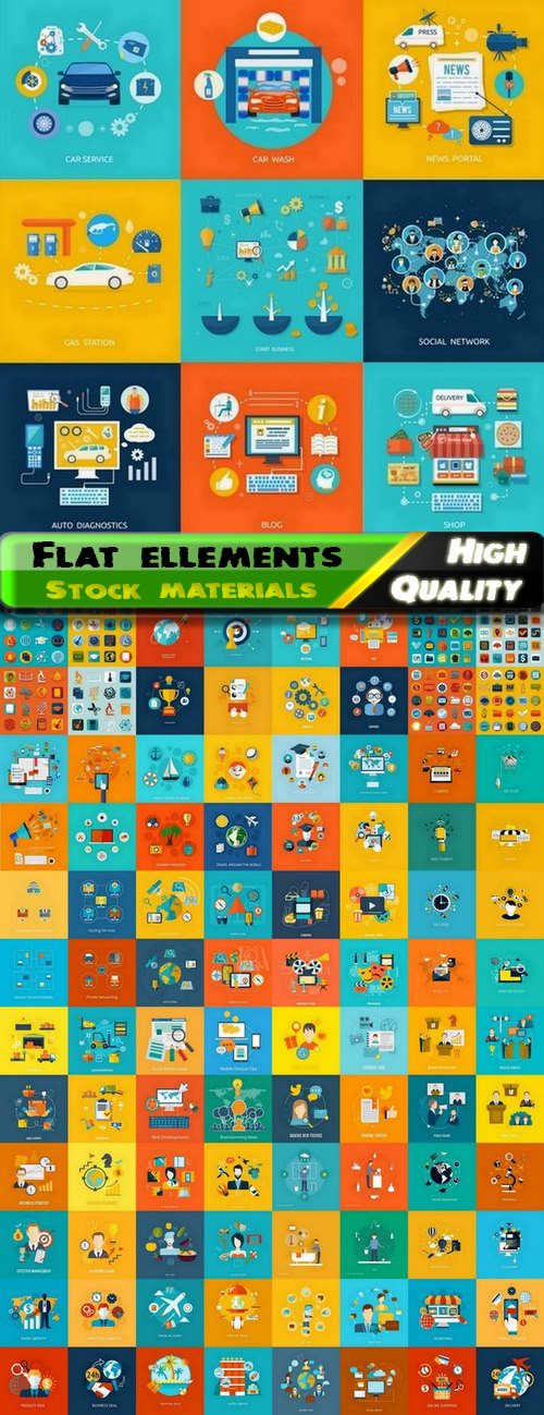 Flat icons and elements for web design 7 - 25 Eps