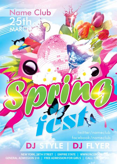 Spring Fest V1 PSD Flyer PSD Template + Facebook Cover