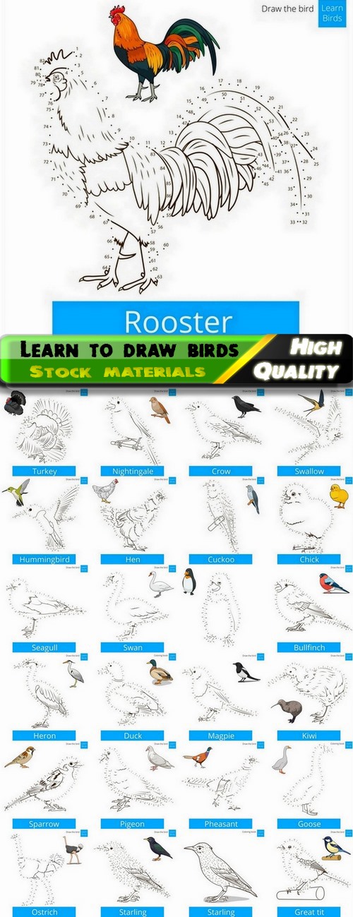 Learn to draw birds dot to dot 2 - 25 Eps