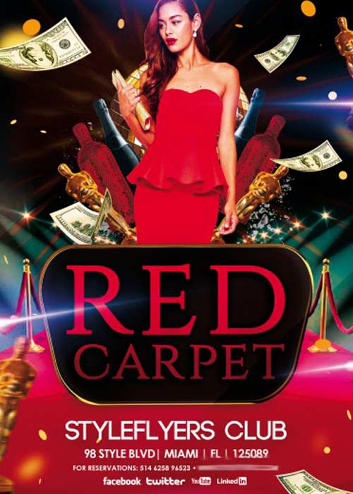 Red Carpet V1 Flyer PSD Template + Facebook Cover