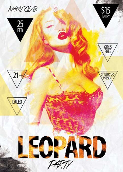Leopard Party Flyer PSD Template + Facebook Cover