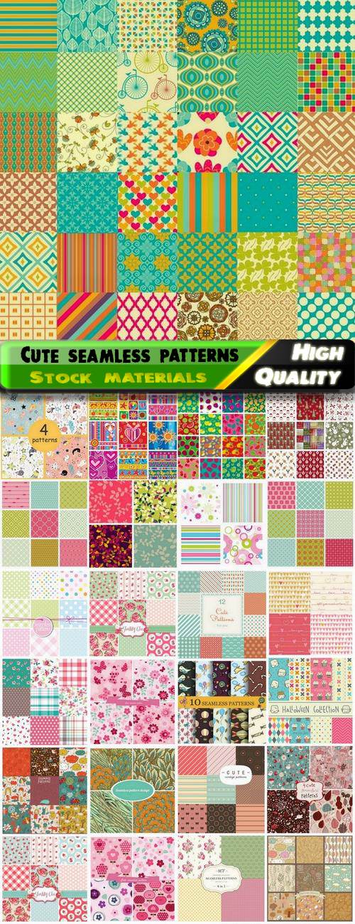 Cute seamless patterns for wallpapers for textile design - 25 Eps
