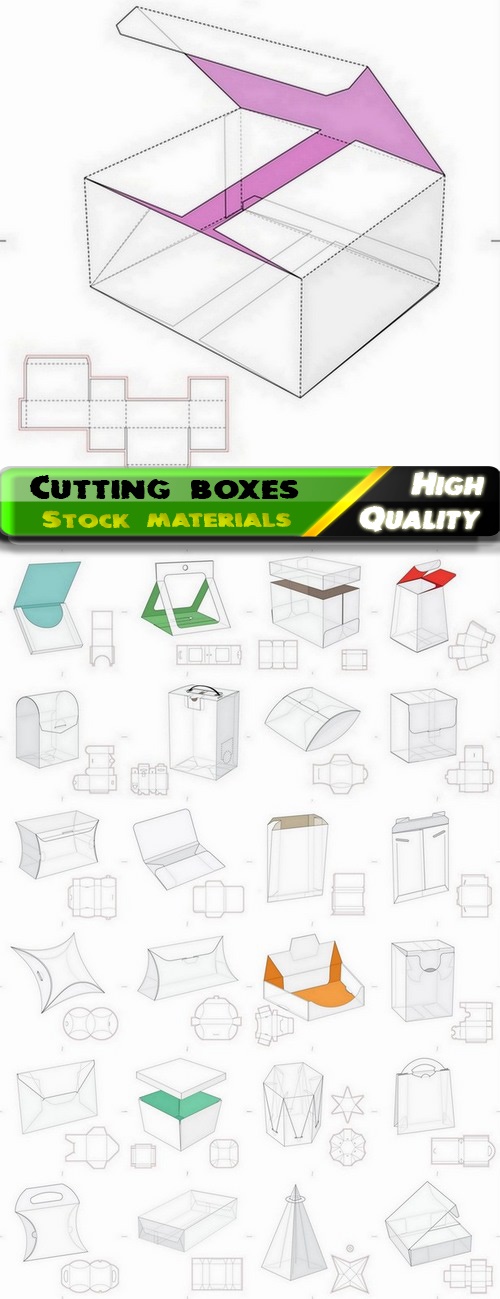 Template for cutting boxes in vector from stock #19 - 25 Eps