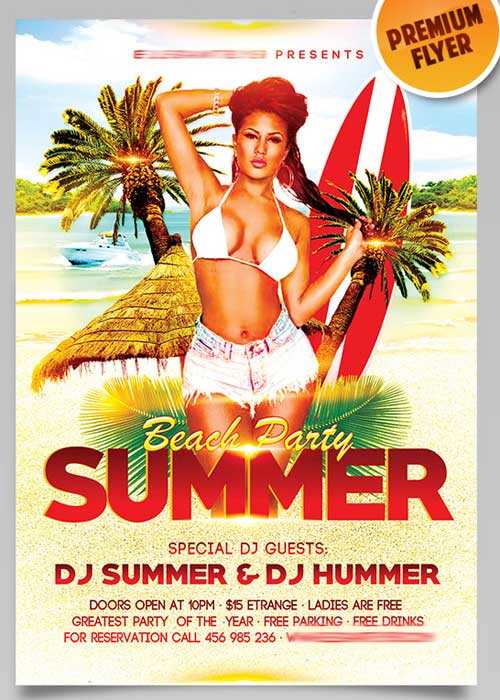 Summer Beach Party V6 Flyer PSD Template + Facebook Cover