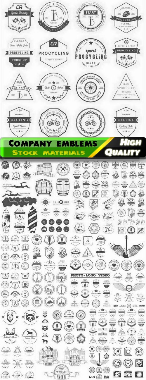 Set of company emblems  and different badges - 25 Eps