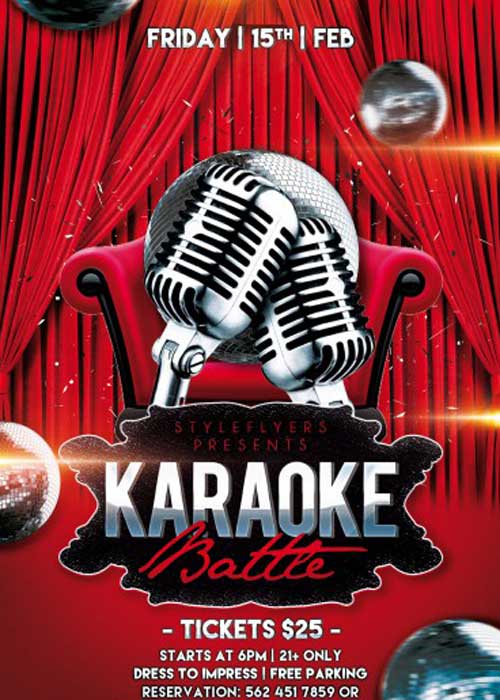 Karaoke Battle Party PSD Flyer Template with Facebook Cover